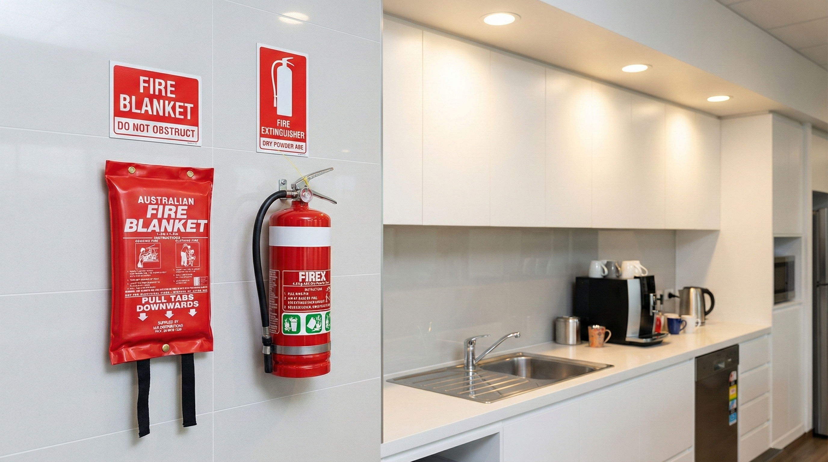 Technician servicing portable fire extinguishers