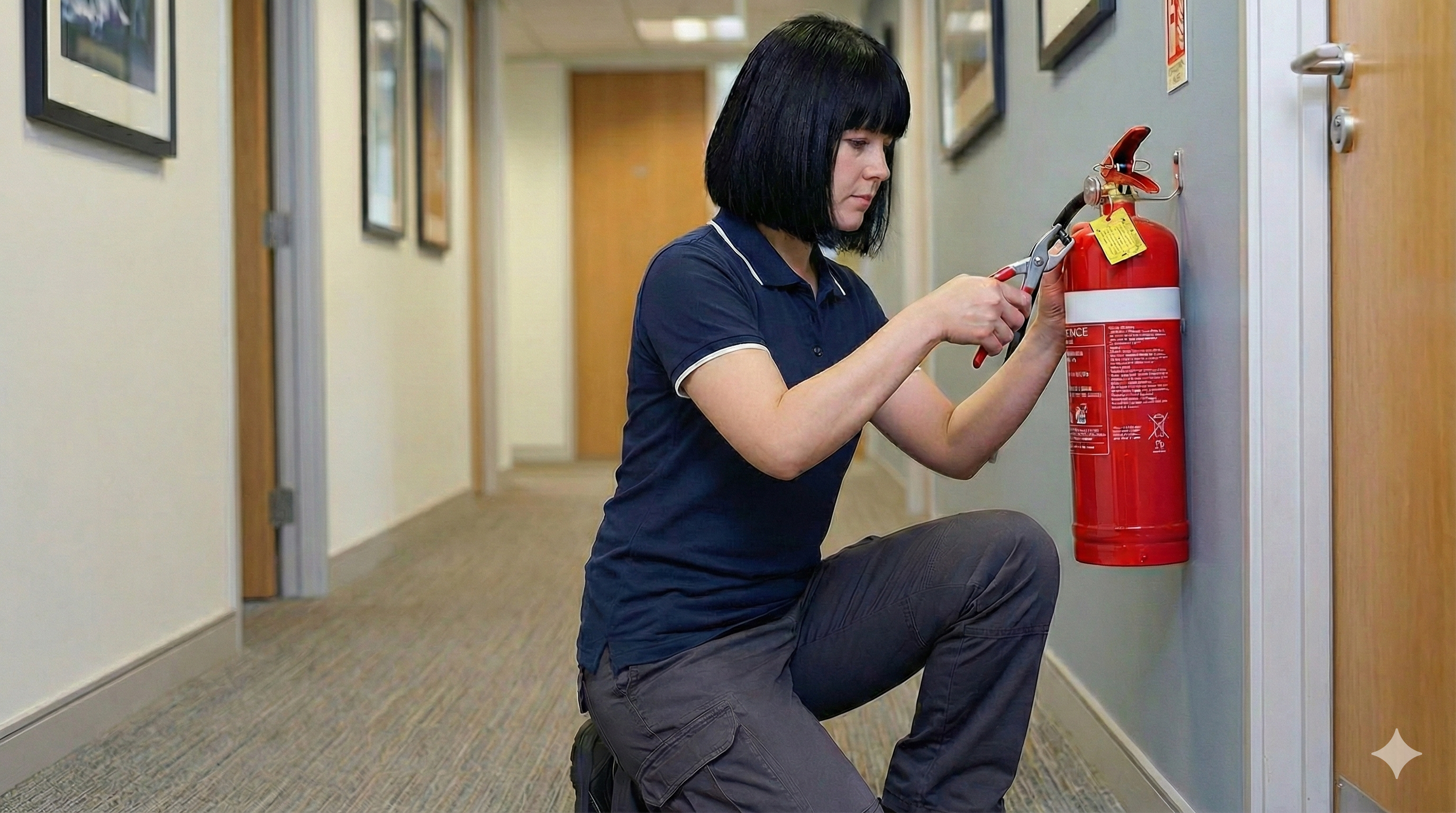 Firefighters coordinating a response with hoses and safety gear